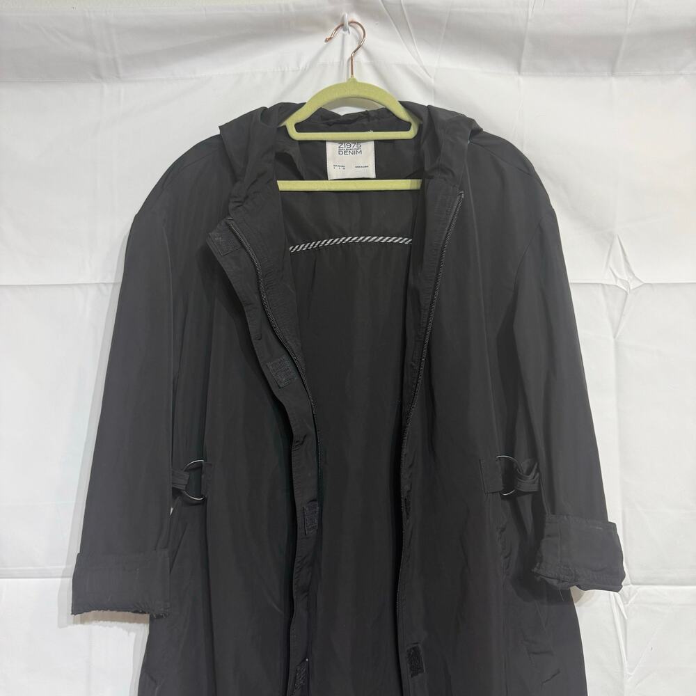 Zara Basic Dept Black Long Hooded Windbreaker Jac… - image 3
